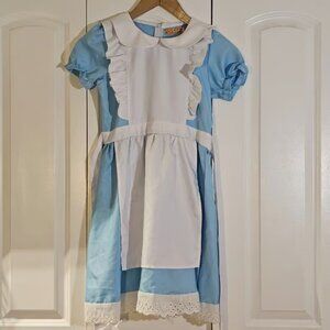 Alice In Wonderland Costume Girls 10 Blue Dress Maid Waitress Halloween Cosplay